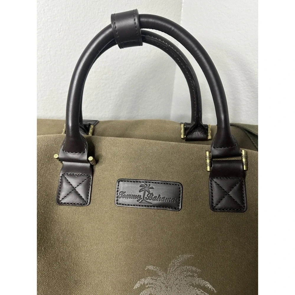 Tommy Bahama Canvas Duffle Bag Weekender Brown Travel Shoulder Carry On Luggage